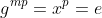 g^{mp}=x^p=e